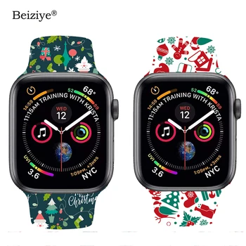 Pasek silikonowy dla Apple Watch 38 mm 42 mm 40 mm 44 mm Series 5 4 Sport wymiana opaski dla mc Series 3 2 1 prezent na boże Narodzenie