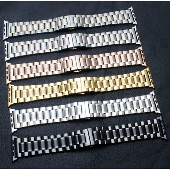 Pasek ze stali nierdzewnej dla Apple watch band 44 mm 42 mm motyl metalowy pasek bransoletka link mc series 5 4 3 2 38 40 42 44 mm