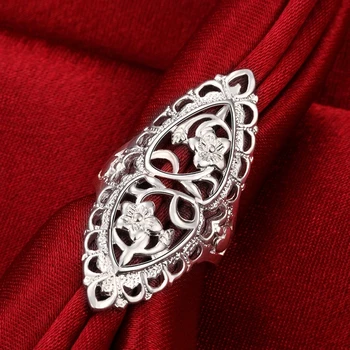 Pierścień 925 srebro próby dla pustych kobiet rhinestone Ślub brytyjski styl biżuteria vintage, Boho luksusowe panie panie