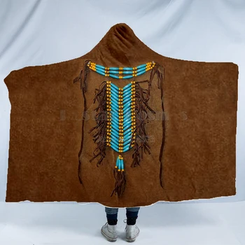 Plstar Cosmos Bear Totem/Native Indian Hooded Blanket 3D full print Wearable Blanket Adults Kids men women style-6
