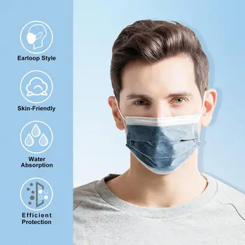 POWECOM jednorazowa maska węgiel maski 4-warstwowa filtr stopiony dmuchanie maska do twarzy osłony uszy usta maska dla dorosłych