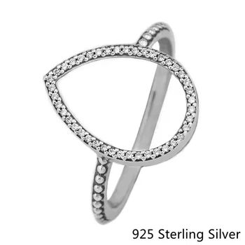 Prawdziwy стерлинговое srebro próby 925 oryginalny kropelkowata sylwetka pierścień Urok Clear CZ nadaje się do DIY biżuteria kobiet prezent
