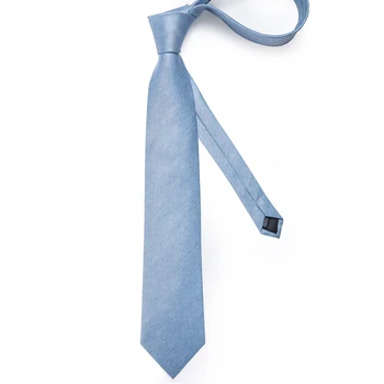 Prezent Męski Krawat Niebieski Jednolity Jedwabny Krawat Ślubny Dla Mężczyzn DiBanGu Design Hanky Szpilka Jakość Męski Krawat Zestaw Moda Dropshipping