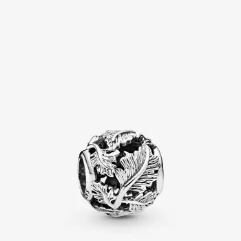 Prezent na urodziny DIY moda 925 srebro próby ażurowe liście Urok srebra pasują oryginalne bransoletki Pandora biżuteria