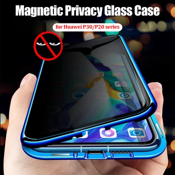 Prywatność szkło hartowane etui do telefonu Huawei P40 P20 P30 Pro Mate 30 20 Pro pokrywa 360 pełna ochrona metalowy zderzak etui