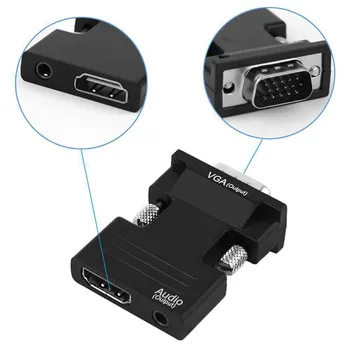 Przenośne komputerowe złącza 720P/1080i/1080P 3,5 mm przenośny 1080P HDIM w VGA adapter konwerter z wyjście audio kabel przewód
