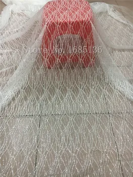 Przezroczysty biały z клееным blaskiem ślubna tiulowa koronka tkaniny hurtownia błyszcząca koronka tkaniny do sukni wieczorowej