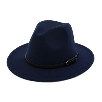 QBHAT klasyczny pasek klamra wystrój kobiety wełniany filc фетровая kapelusz szerokim rondem jazzowe kapelusze panie Panama formalna karnawał kapelusz czarownica kapelusz
