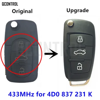 QCONTROL Car Remote Key Upugraded do AUDI 4D0837231K A6 S6 RS6 A8 TT 433.92 MHz 1996 - 2006 4D0 837 231 K