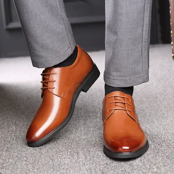 QFFAZ 2020 nowe męskie buty ślubne ze skóry wołowej Buty brytyjski biznes artykuł rozmiar 38-47 męskie buty wieczorowe