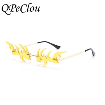 QPeClou 2020 New Rimless Colorful Party Okulary Damskie Moda Śmieszne Rybich Kości Okulary Mężczyźni, Metalowe, Hale Odcienie