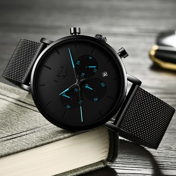 Relogio Masculino LIGE męskie zegarki najlepsze marki luksusowych stalowy, siatkowy pasek zegarki męskie mody sportów wodoodporny zegarek Kwarcowy zegarek