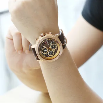 Relogio Masculino NAVIFORCE 9110 męskie zegarki Top Brand Luxury Gold Sport wodoodporne zegarki wojskowe skórzane zegarek kwarcowy zegarek męski