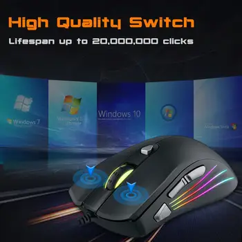 RGB Gaming Mouse Programmable 7200DPI 7 przycisków przewodowa mysz optyczna z podwójnym kliknięciem do profesjonalnego gracza