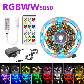 RGBWW LED Strip Light SMD2835 5050 5M 10M Wodoodporny RGB Led Tape DC12V Ribbon diode led lights lampa z promiennikiem IR pilota zdalnego sterowania