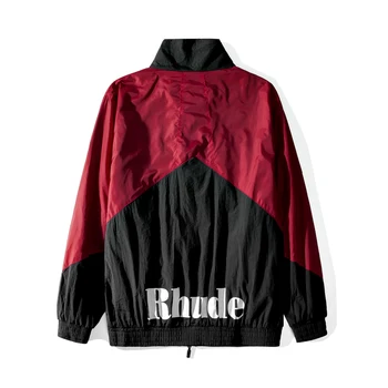RHUDE Flight kurtki męskie damskie oversize patchwork 1:1 wysokiej jakości RHUDE kurtki uliczny hip-hop RHUDE płaszcz