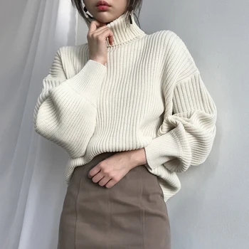 Rocznika grube paski swetry Damskie jesień zima golf sweter swetry damskie koreańskie dzianiny szczyty femme 2020