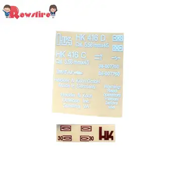 Rowsfire Receiver Sticker Metal Paster Decal for HK416 Receiver Water Gel Beads Blaster Toy Gun Parts - Biały