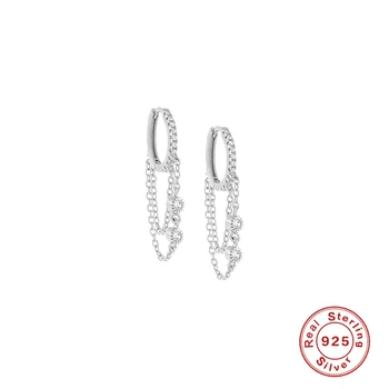 ROXI Lovely Drop Hanging Chain Hoop kolczyki dla kobiet dziewczyn kryształy urodziny ślubne biżuteria Kolczyki srebro próby 925 Aros