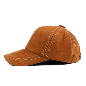 RY9162 jesień skóra naturalna czapki mężczyźni Mężczyzna dorywczo w kratkę szew jeden kopuła kapelusz Hombre hokej/golf żółty Gorras