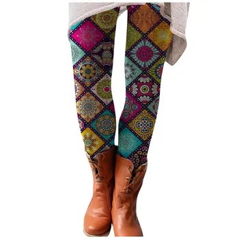 SAGACE ciepłe spodnie damskie zimowe chude drukowane geometryczne damskie legginsy damskie Wszystko-mecz cienki elastyczny długi but spodnie 2021