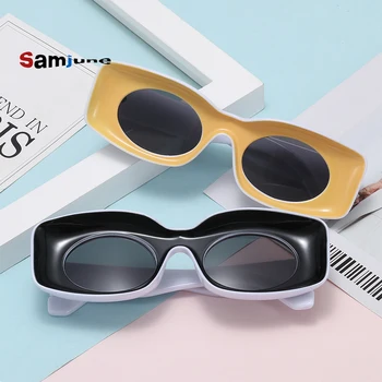 Samjune modne nowe kwadratowe okulary Kobiety mężczyźni 2019 lato luksusowe marki projektant czerwony niebieski żółty moda kwadratowe okulary przeciwsłoneczne UV400