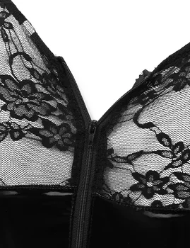 Seksowna kwiat sukienka body Erotyczne kobiece Wetlook lakierowane skórzane body klubowa V-dekolt w kształcie Otwarta krocze stringi pełne body