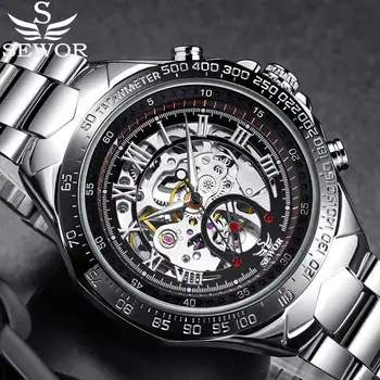 SEWOR męski zegarek klasyczny szkielet automatyczne mechaniczne męskie zegarki najlepsze marki luksusowych sportowe zegarki wojskowe relogio Masculino