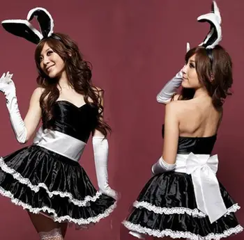 Sexy Cute Lovely Bunny Suit Christmas Costume Noel Femme Adulte Santa Sexy Kostiumy Cosplay Costume For The New Year WL161