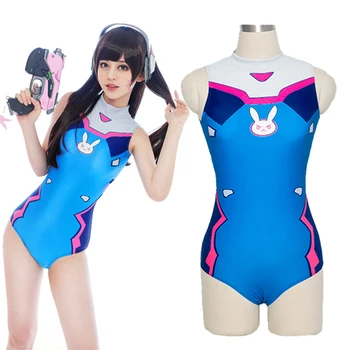 Sexy gra oj D. VA cosplay kostium Dva Mercy cosplay SUKUMIZU elastan letnie damskie stroje kąpielowe anime strój kąpielowy kostium kąpielowy pływacki
