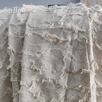 Siiboo solid color cut hand sand washed 65% bawełna 35% len Żakardowe tkaniny dla kobiet демисезонное sukienka telas stoffen SP6024