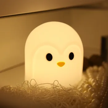 Silikonowy Pingwin LED Night Light Touch Sensor kolorowa lampa USB akumulator stolik, lampa do sypialni dla dzieci Kids Baby