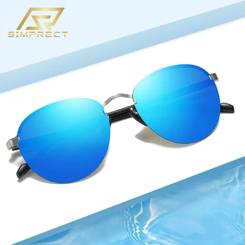 SIMPRECT 2020 TR90 okulary polaryzacyjne mężczyźni UV400 wysokiej jakości nadmiernego oświetlenia okulary dla mężczyzn moda okrągłe okulary bez oprawek