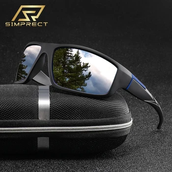 SIMPRECT 2021 Sport Polarized Okulary Men Fashion Mirror Square Sun Glasses For Male Outdoor UV400 Highquality Gogle