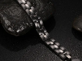 SIZZZ Europejski i amerykański trend Magnes moda czarny tytan stalowej bransolety i bransoletki dla mężczyzn