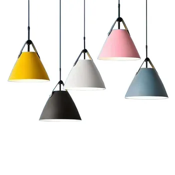 Skandynawskie lampy wiszące minimalistyczny wisząca aluminium Hanglamp do kuchni, jadalni oświetlenie salonu oprawa AC 220V