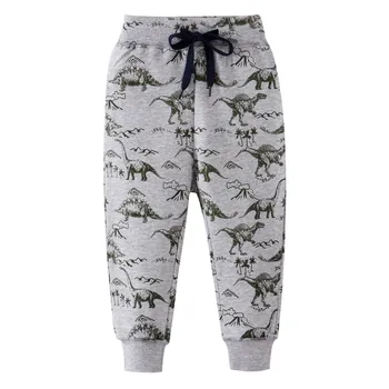 Skoki metrów dinozaury spodnie dresowe dla chłopców, dziewcząt bawełna sznurek odzież długość całkowita dziecięce spodnie zwierzęta chłopcy sportowe spodnie