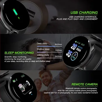 Smart Sports Watch bransoletka Oxygen Remote Camera Tracker Smart Fitness Wristband New Blood Pressure Oxygen Smartband TFT Screen