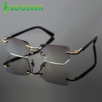 SOOLALA Anti Blue Light Diamond Cutting okulary do czytania bez okularów mężczyźni z футлярами Пресбиопические okulary do czytania +1.0-4.0