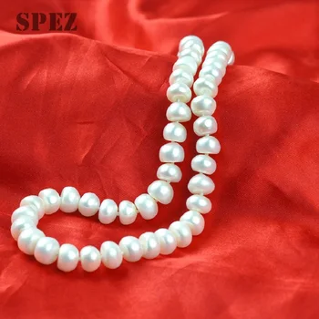 SPEZ naturalne słodkowodne perły Naszyjnik dla kobiet 9-10 mm naszyjnik koraliki biżuteria 45 cm długość naszyjnik moda biżuteria biały