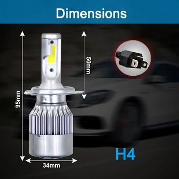 Sprzedaż hurtowa C6 LED reflektory samochodowe 72W 8000LM COB Auto reflektory Lampy H1 H3 H4 H7 H11 880 9004 9005 9006 9007 stylizacja samochodów reflektory