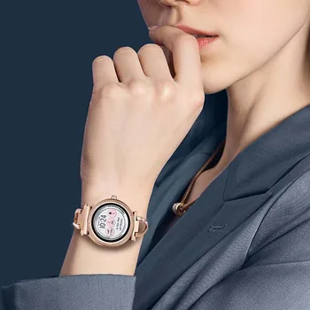 Stal nierdzewna + Diament pasek do zegarków Michael Kors (MK) Women ' s Access Sofie / Sofie HR / Runway Smart Watch Band pasek naręczny
