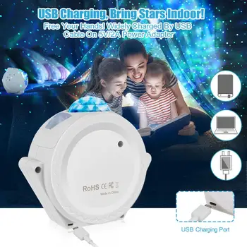 Stary Niebieski projektor Night Light LED Moon Star Nebula Night Light Ocean Wave Water Wave Night Lamp Laser Christmas Gifts