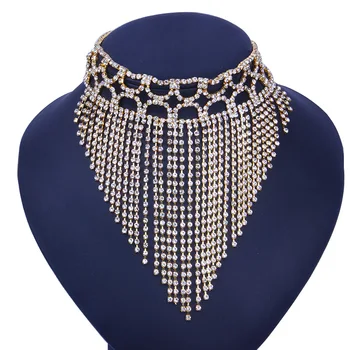 StoneFans Zimowa impreza oświadczenie naszyjnik 2019 duże naszyjniki bib biżuteria rhinestone długie frędzel naszyjnik naszyjnik dla kobiet