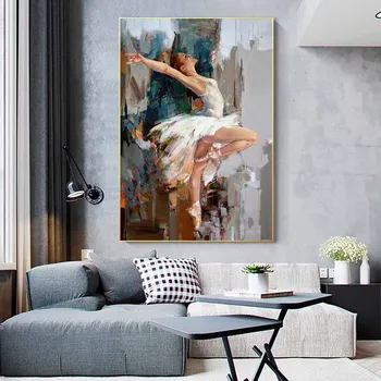Streszczenie baletowa dziewczyna obraz olejny na płótnie, plakaty i druki taniec baleriny uchwyt sztuka Куадрос obraz do salonu Wystrój