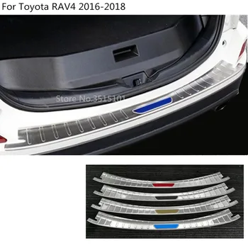 Stylizacja samochodu tylny zderzak tylny bagażnik próg próg drzwi ochrona zewnętrzna osłona wykończenie 1szt Do Toyota RAV4 2016 2017 2018