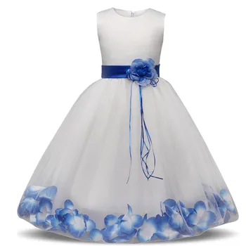 Sukienka kwiat z kwiatami, wstążkami dla dziewczyn ślubne uroczyste sukienki Urodziny dla dzieci suknia odzież Dziecięca dla dziewczynek