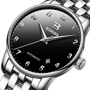 Switzerland BINGER zegarki men luxury brand business zegarek Mechaniczny Auto Date zegarek męski B-5005-8