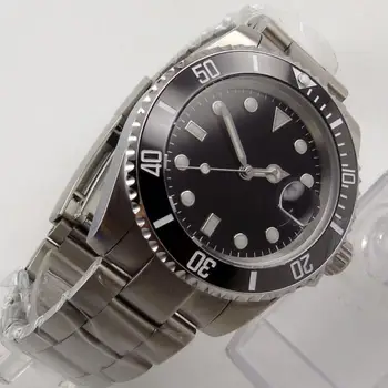 Szafirowe szkło BLIGER 40 mm czarny sterylne tarcza męskie zegarek ceramiczny pierścień NH35 mechanizm automatyczny świecące zegarki