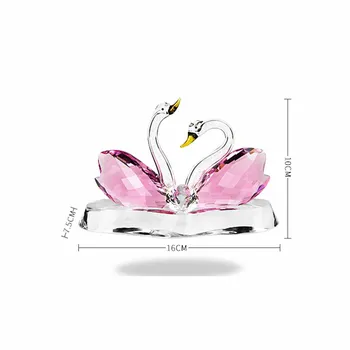Szkło kryształowe Лебединые figurki szyja jest pełna diamentów prezent ślubny wystrój domu różowy niebieski przezroczysty szampana DEC356